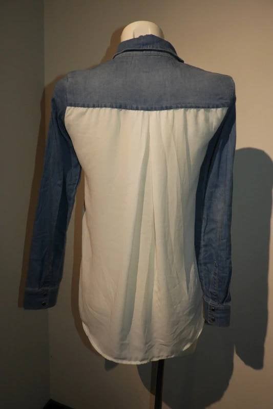 Elisabetta Franchi jeans blouse achterkant lang witte stof, Zo goed als nieuw, Maat 34 (XS) of kleiner, Meerkleurig, Elisabetta Franchi