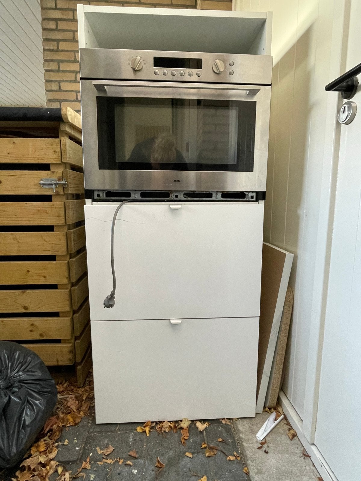 Kast voor inbouw oven/planken met 2 hoogglans lades, Huis en Inrichting, Overige typen, Ophalen, Gebruikt, Wit