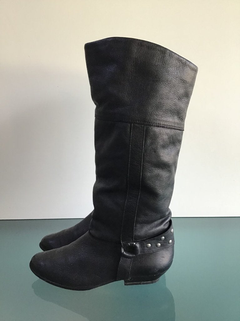 Zwarte vintage laarzen 37 | leer | gratis verzenden, Hoge laarzen, Verzenden, Zwart, Zo goed als nieuw