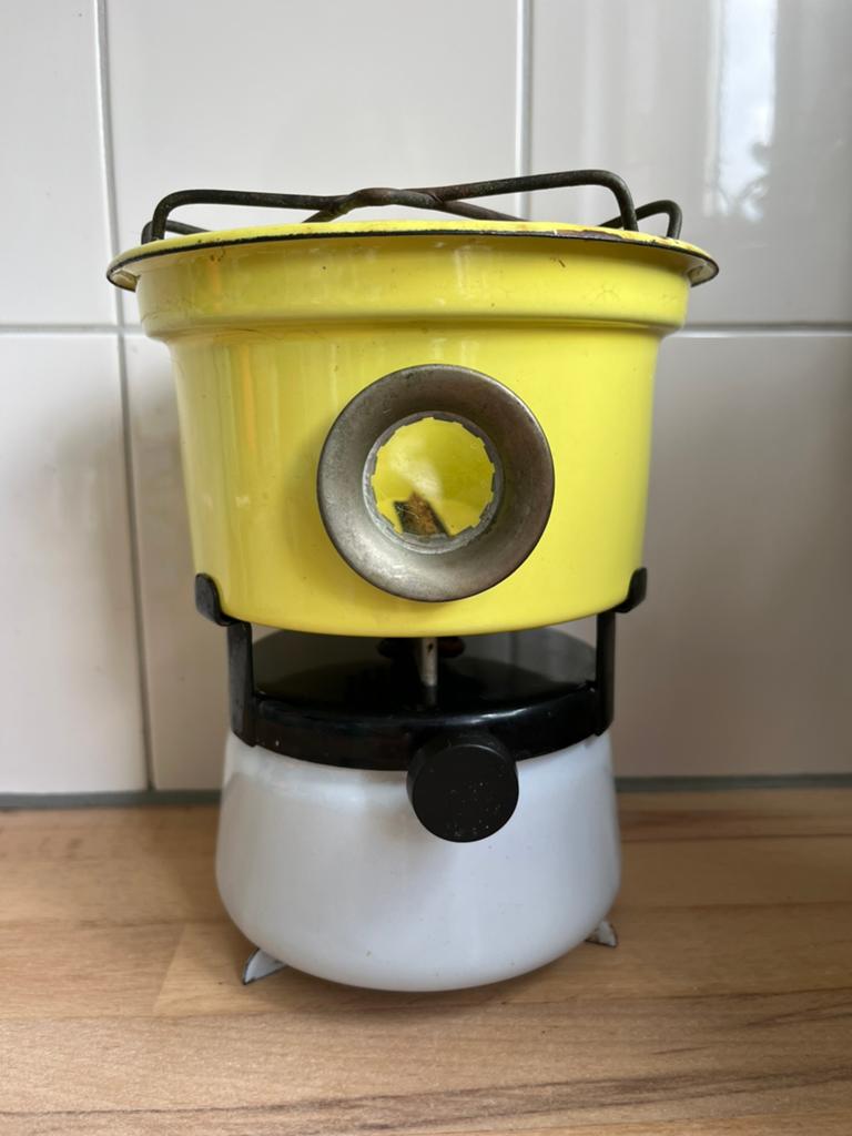 Vintage emaille petroleumstel, super vrolijk!, Antiek en Kunst, Verzenden