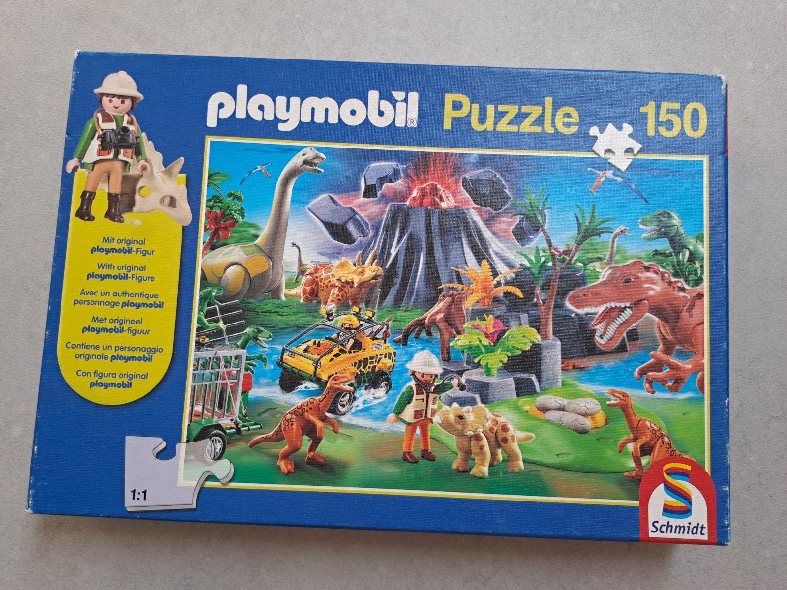 Playmobil Puzzle 150 stukjes met dinosauriërs en figuur, Ophalen of Verzenden, Meer dan 50 stukjes, Gebruikt, 4 tot 6 jaar