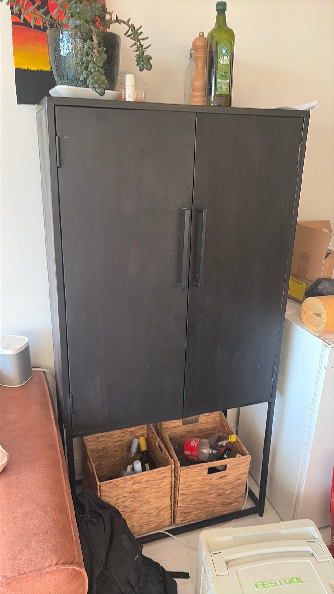 Zwarte kast. - 160x80, Ophalen, 50 tot 100 cm, Zo goed als nieuw, 150 tot 200 cm