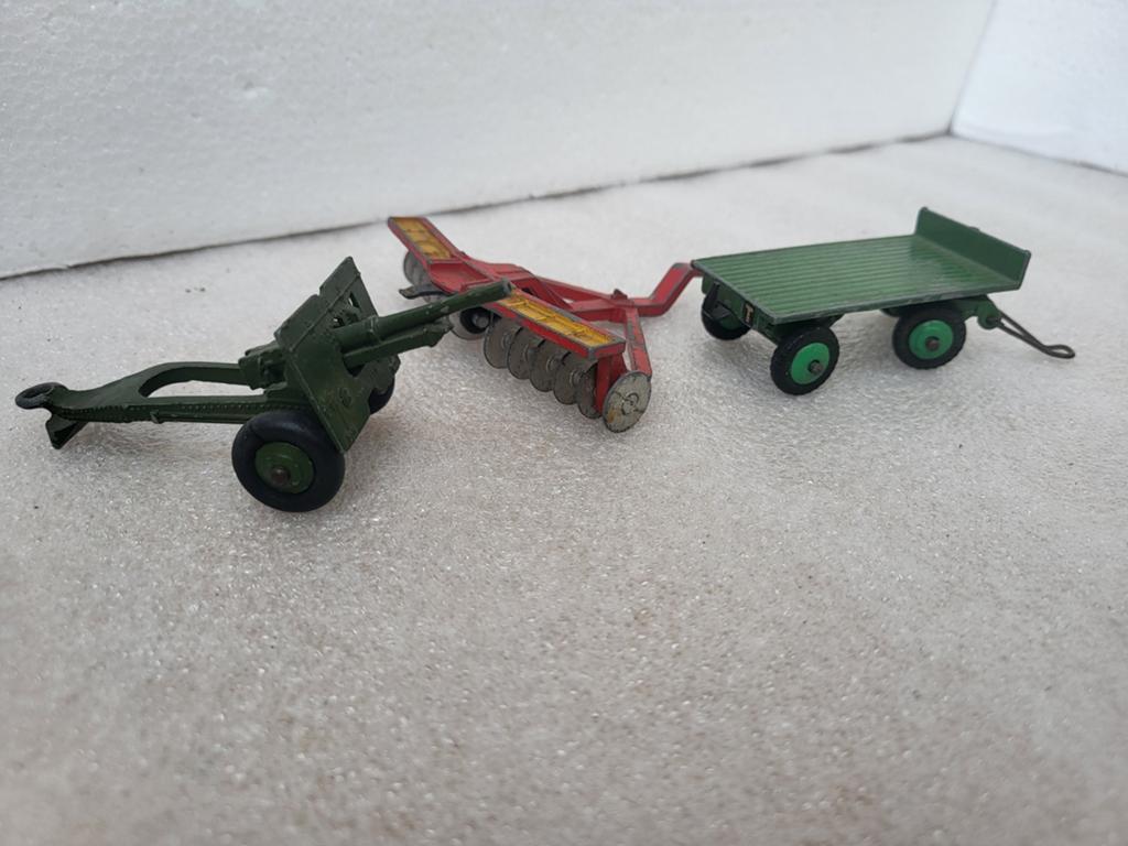Set van 3 Vintage Dinky Toys: Artillerie 686, Eg, Aanhanger, Ophalen of Verzenden, Gebruikt, Auto, Dinky Toys