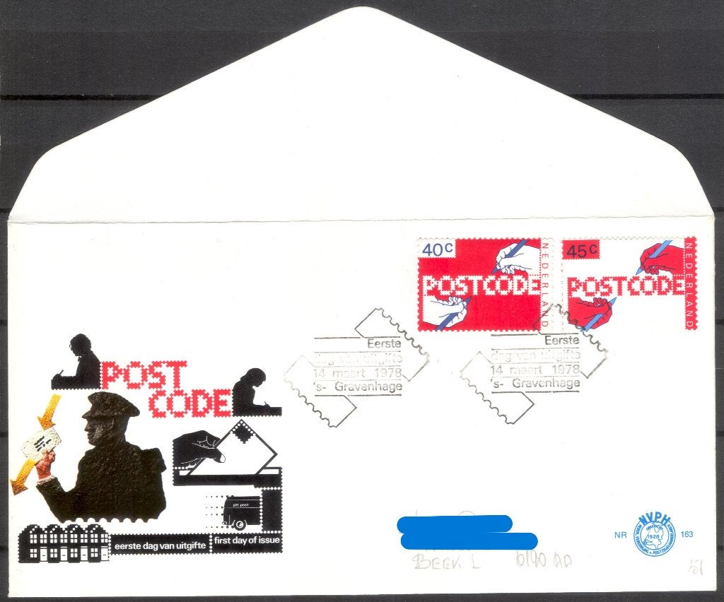 E163 - invoering postcode 1978, Postzegels en Munten, Postzegels | Eerstedagenveloppen, Verzenden, Beschreven, Nederland