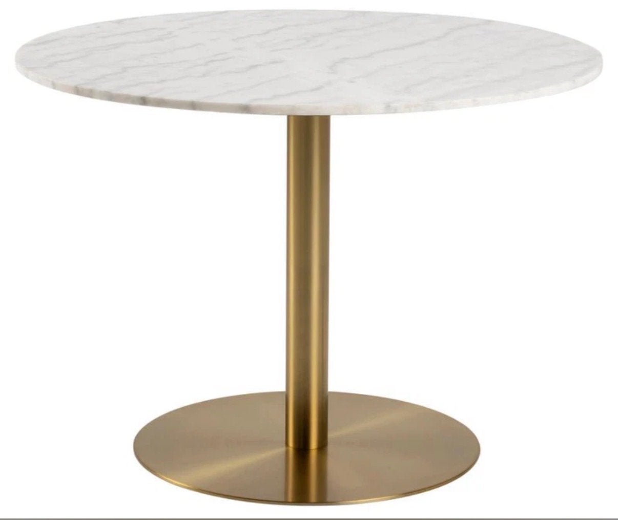 Echt marmeren tafel Ø105cm met goud onderstel, Ophalen, Overige materialen, 100 tot 150 cm, Rond