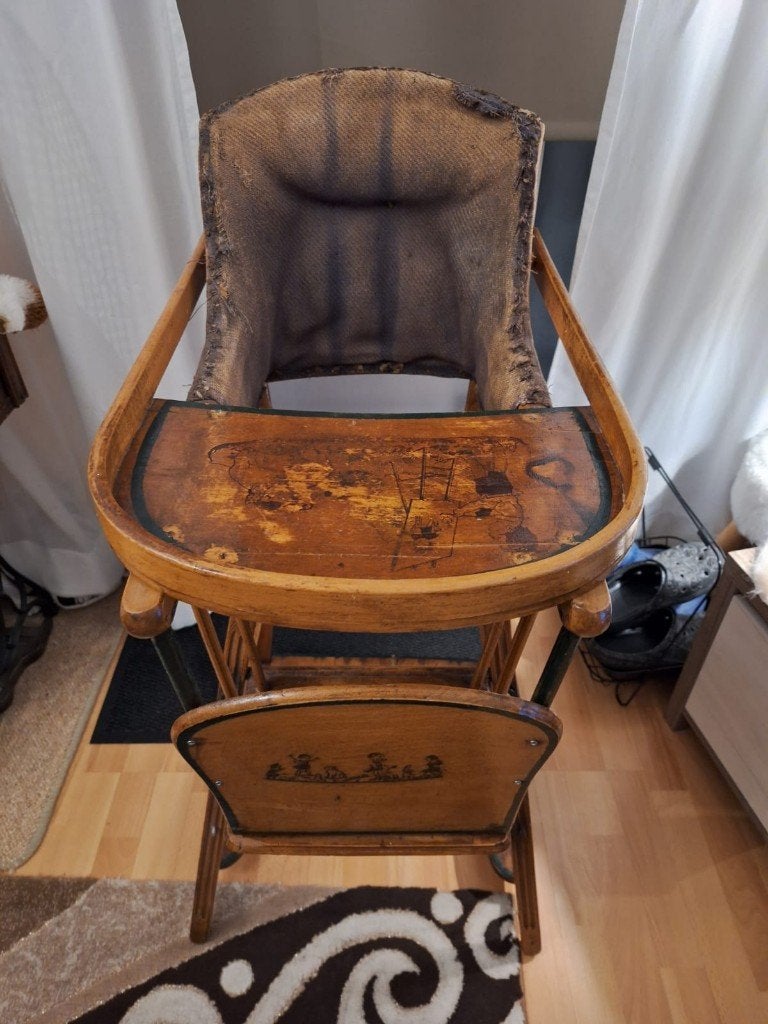 Antieke houten kinderstoel (inklapbaar), Antiek en Kunst, Ophalen