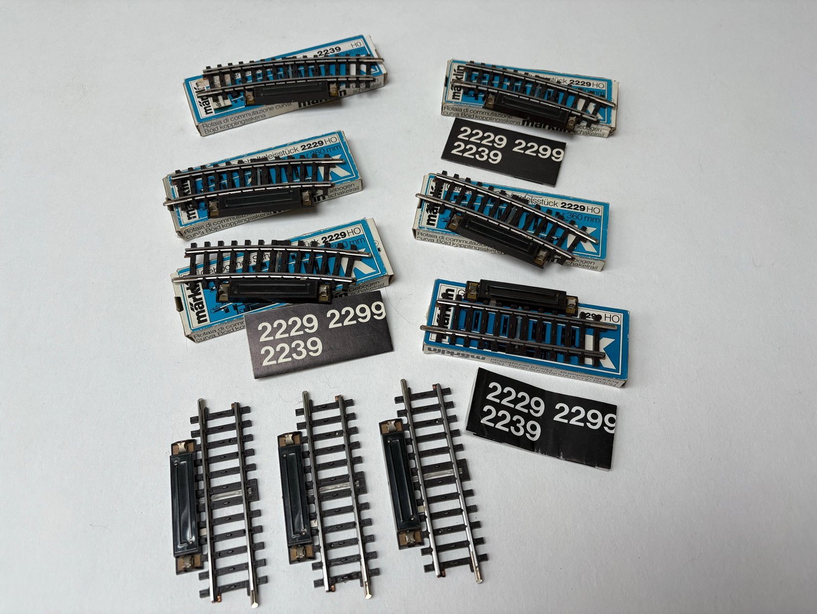 9 stuks Marklin H0 Schakelrails 2229 2239 2299 K-rail, Hobby en Vrije tijd, Modeltreinen | H0, Wisselstroom, Verzenden, Rails