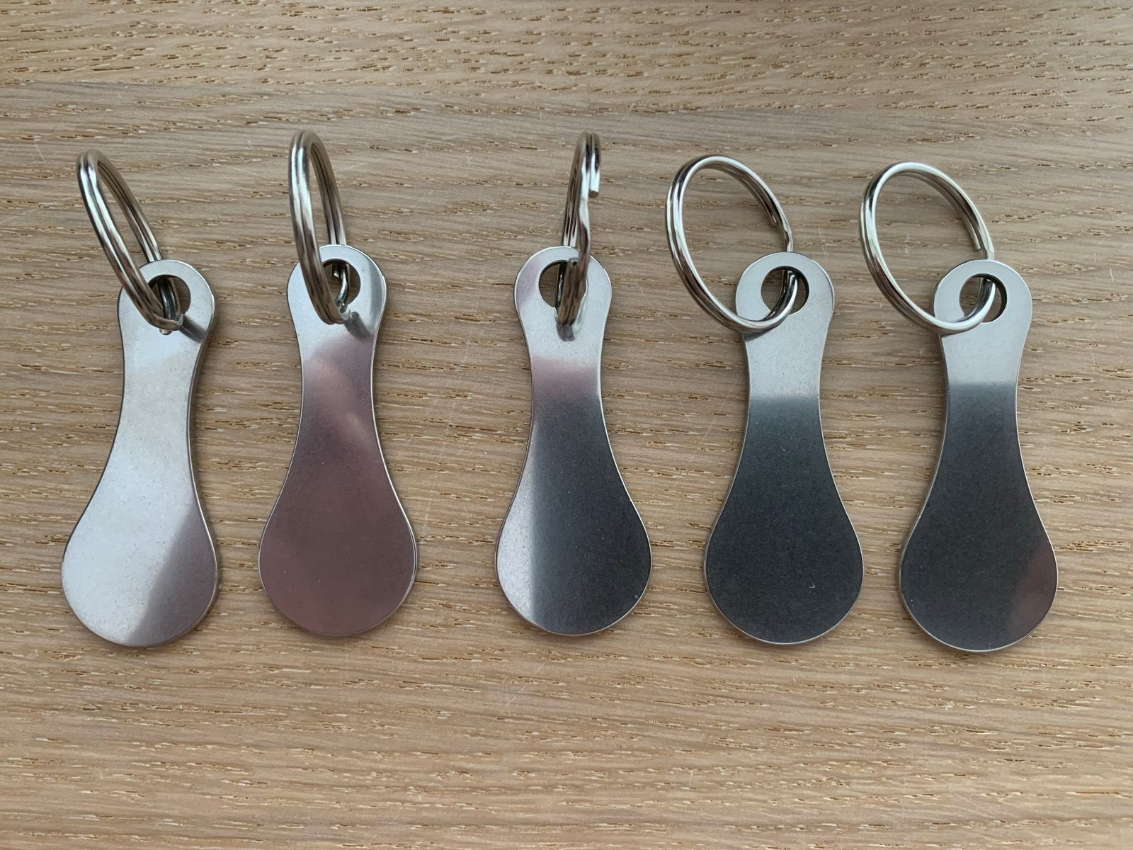 5x Roestvrijstalen Winkelwagenmuntjes Sleutelhangers, Verzamelen, Sleutelhangers, Ophalen of Verzenden, Nieuw, Overige typen