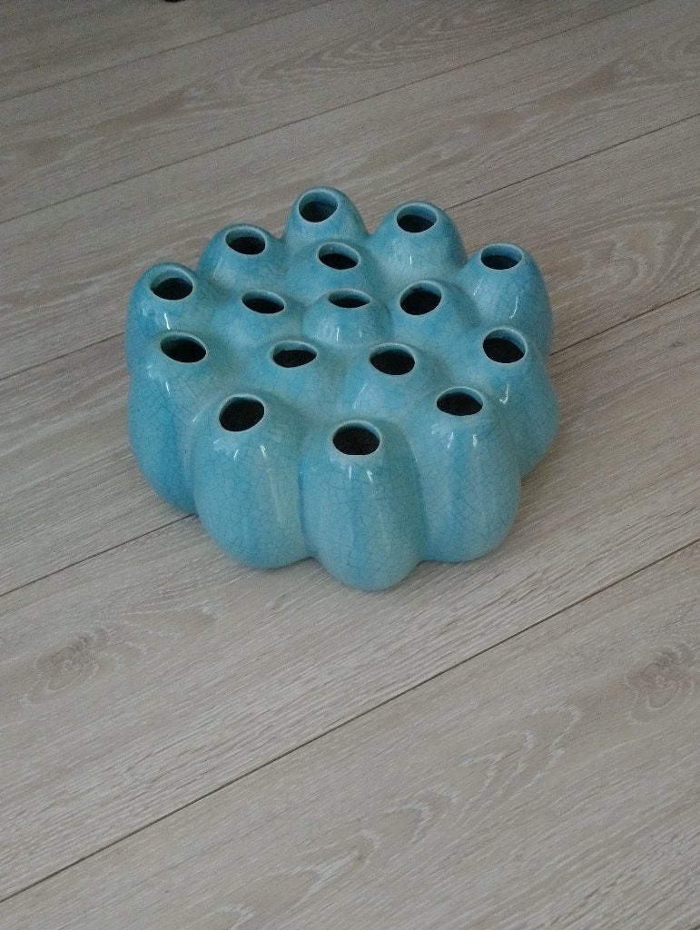 Vaas / Tafelstuk  van keramiek / groen celadon craquelé, Zo goed als nieuw, Steen/keramiek, Ophalen, 12 cm