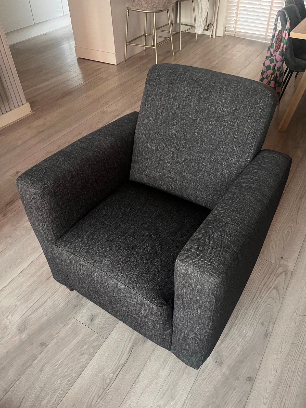 GRATIS Fauteuil - donkergrijs, Ophalen, Zo goed als nieuw, Stof, 75 tot 100 cm
