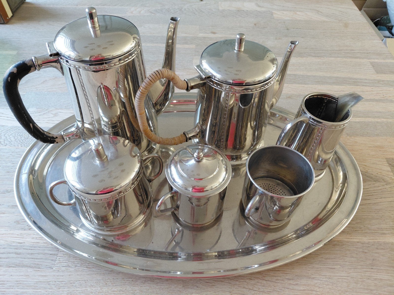 Vintage verzilverd theeservies met dienblad, Ophalen