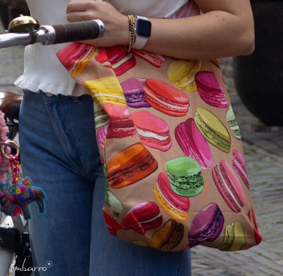 Leuke shopper met macarons print imbarro, Ophalen of Verzenden, Nieuw, Overige kleuren, Shopper