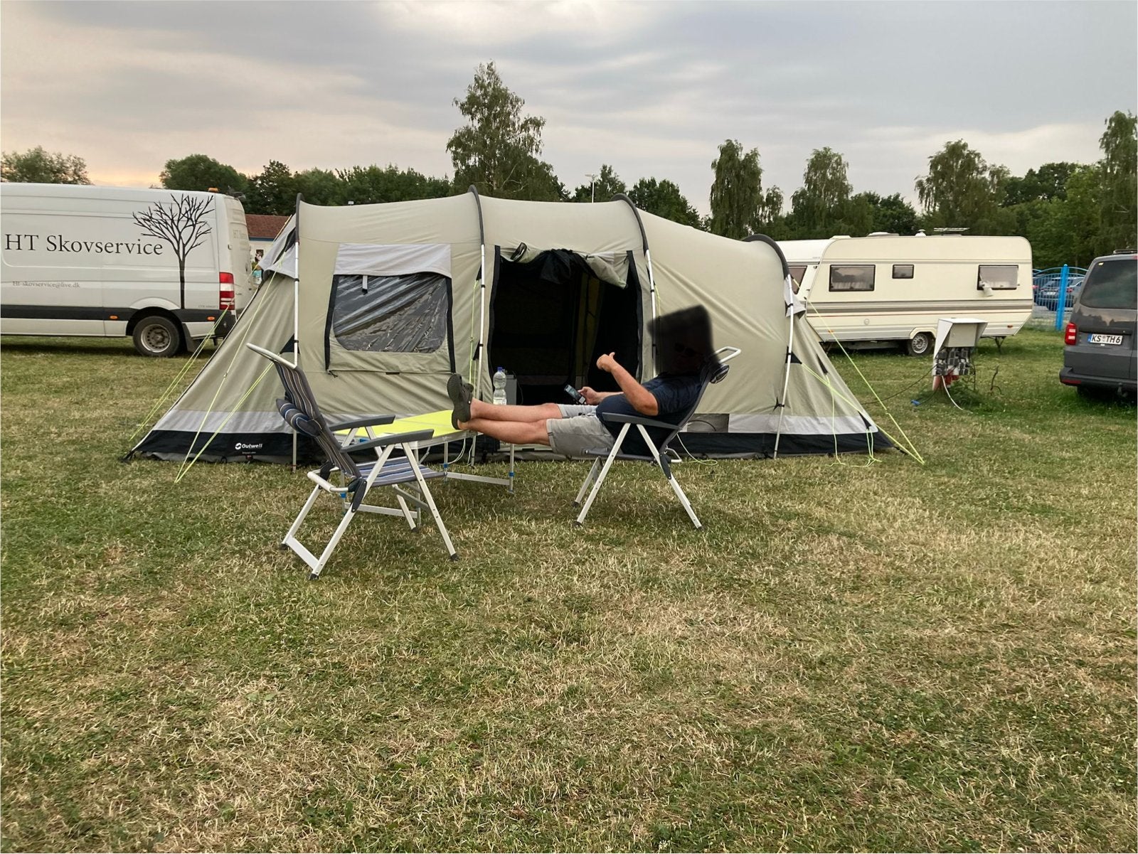 Outwell shasta lake familietent voor 5 personen, Caravans en Kamperen, Tenten, Ophalen, Gebruikt, Tot en met 5