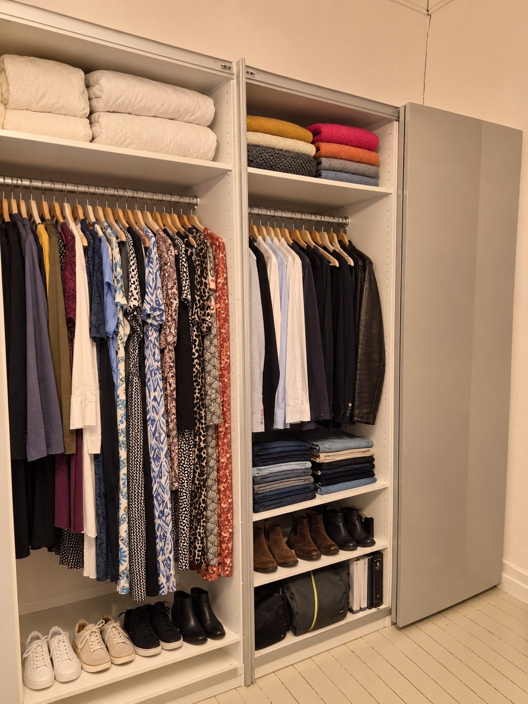 2x IKEA PAX kledingkast – hoogglans grijze schuifdeuren, Ophalen, 200 cm of meer, Modern, Functioneel, 150 tot 200 cm