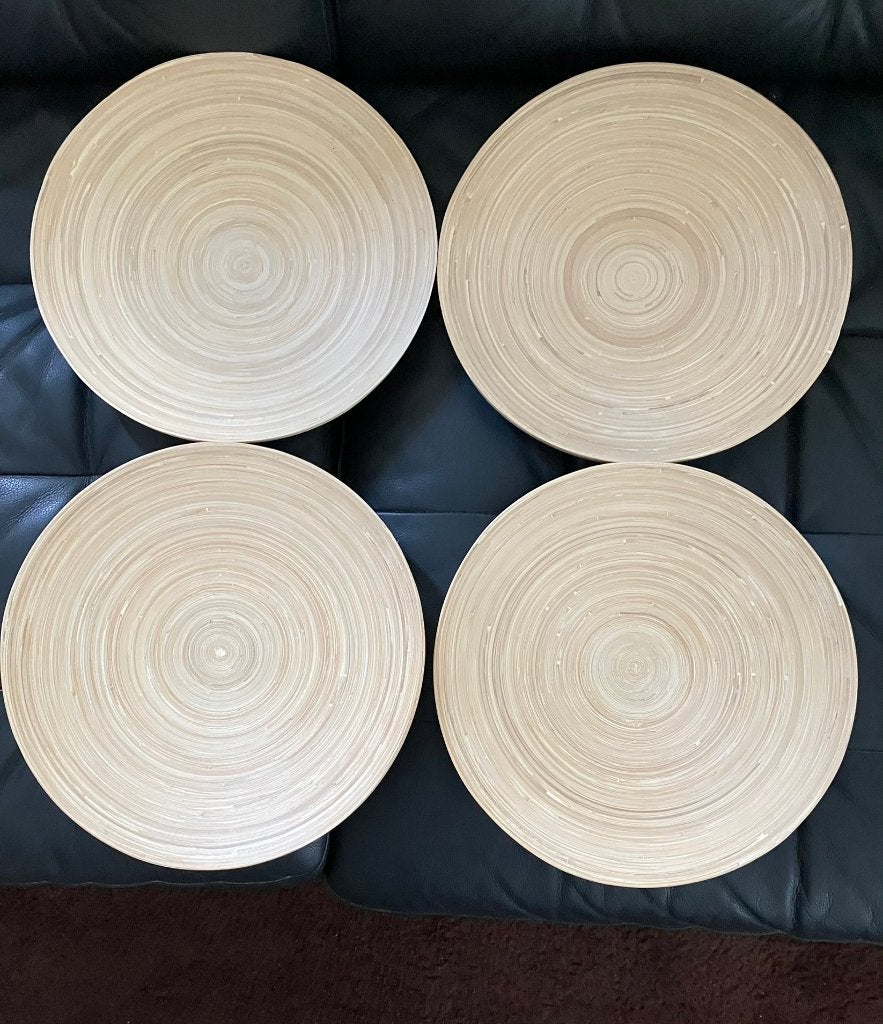 4 Bamboe schalen, Overige materialen, Schaal, Rond, Nieuw