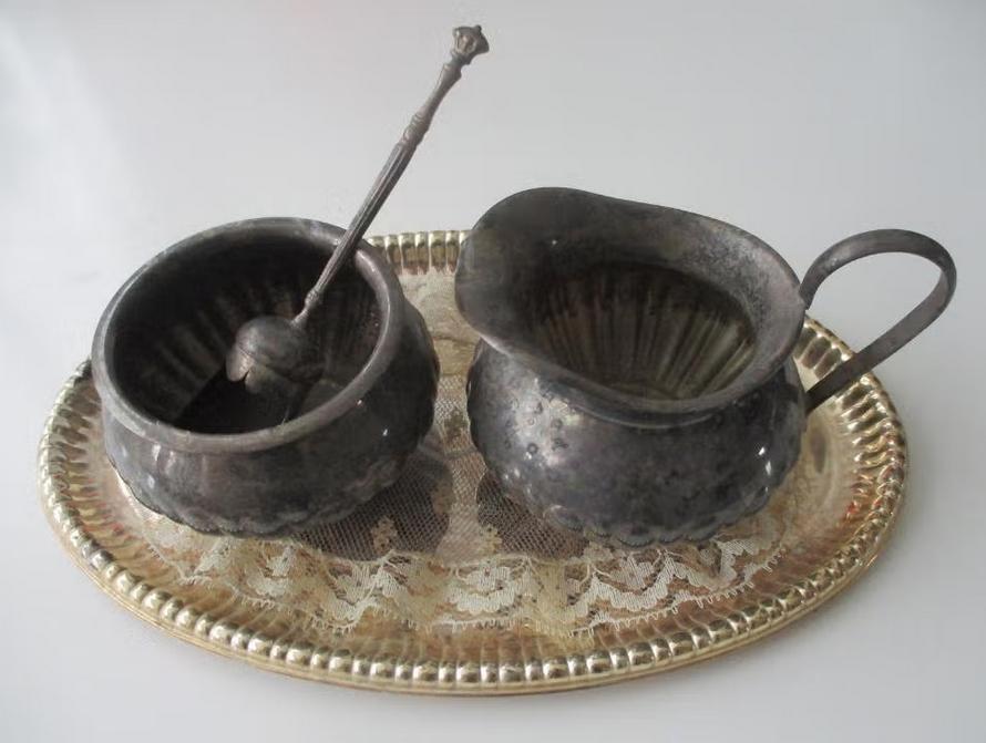 Koffiestel, zilver of verzilverd, Antiek en Kunst, Verzenden