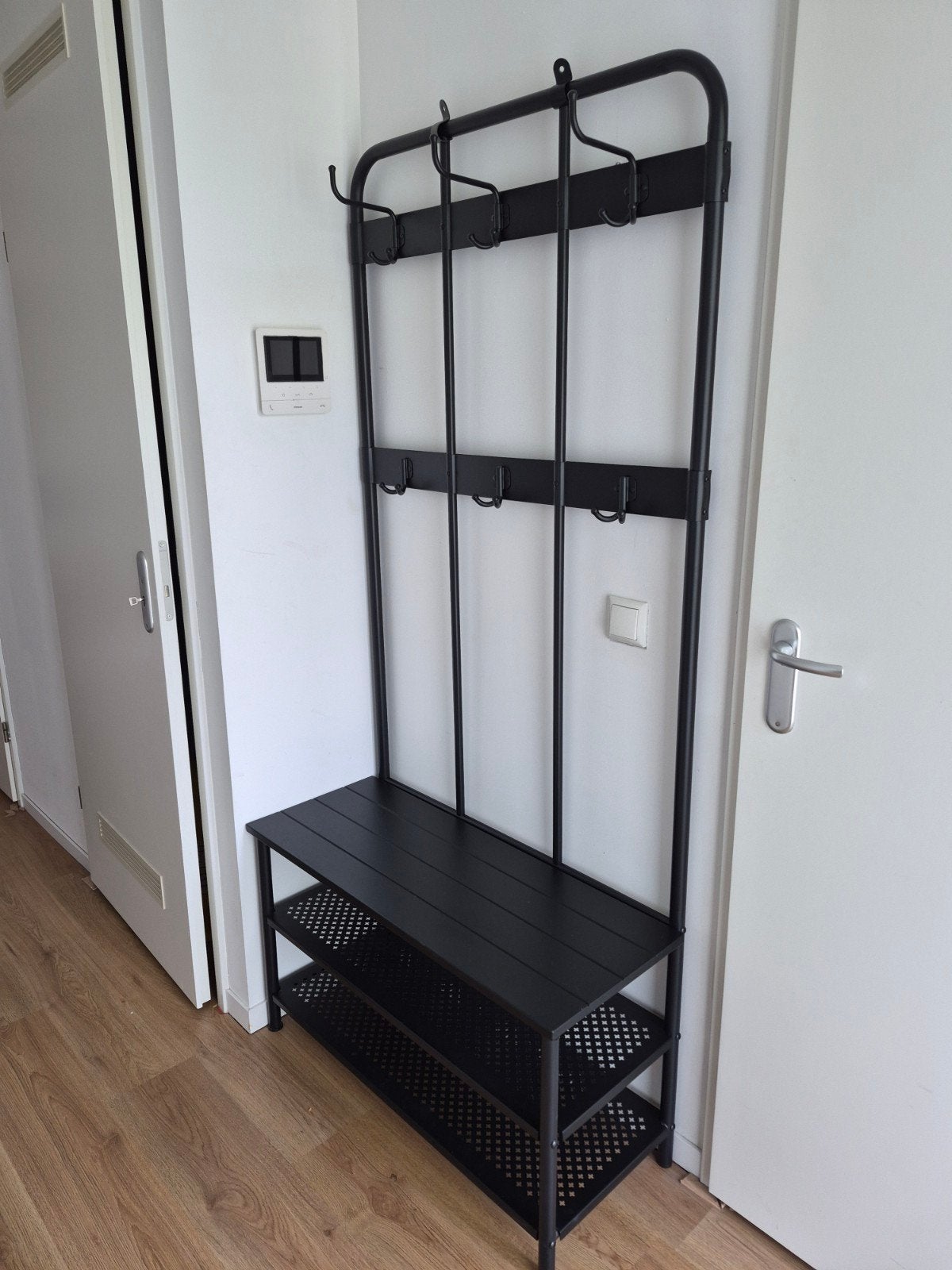 Ikea Kapstok met Schoenenrek - Zwart Metaal, Ophalen, Gebruikt, Metaal, Staande kapstok