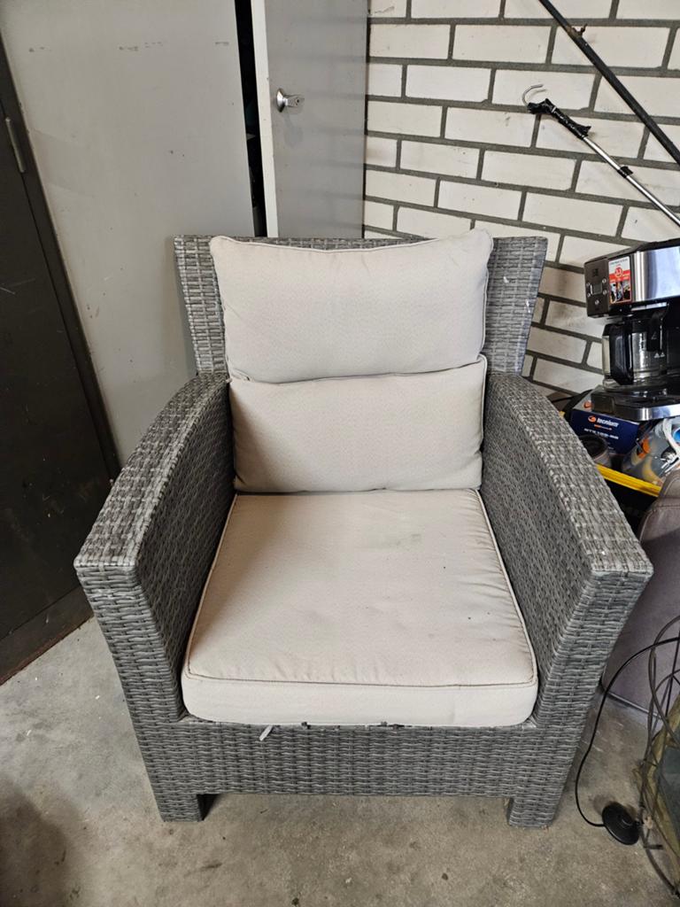 Manifestatie Wicker Tuinstoel met Kussens - Gebruikt, Ophalen