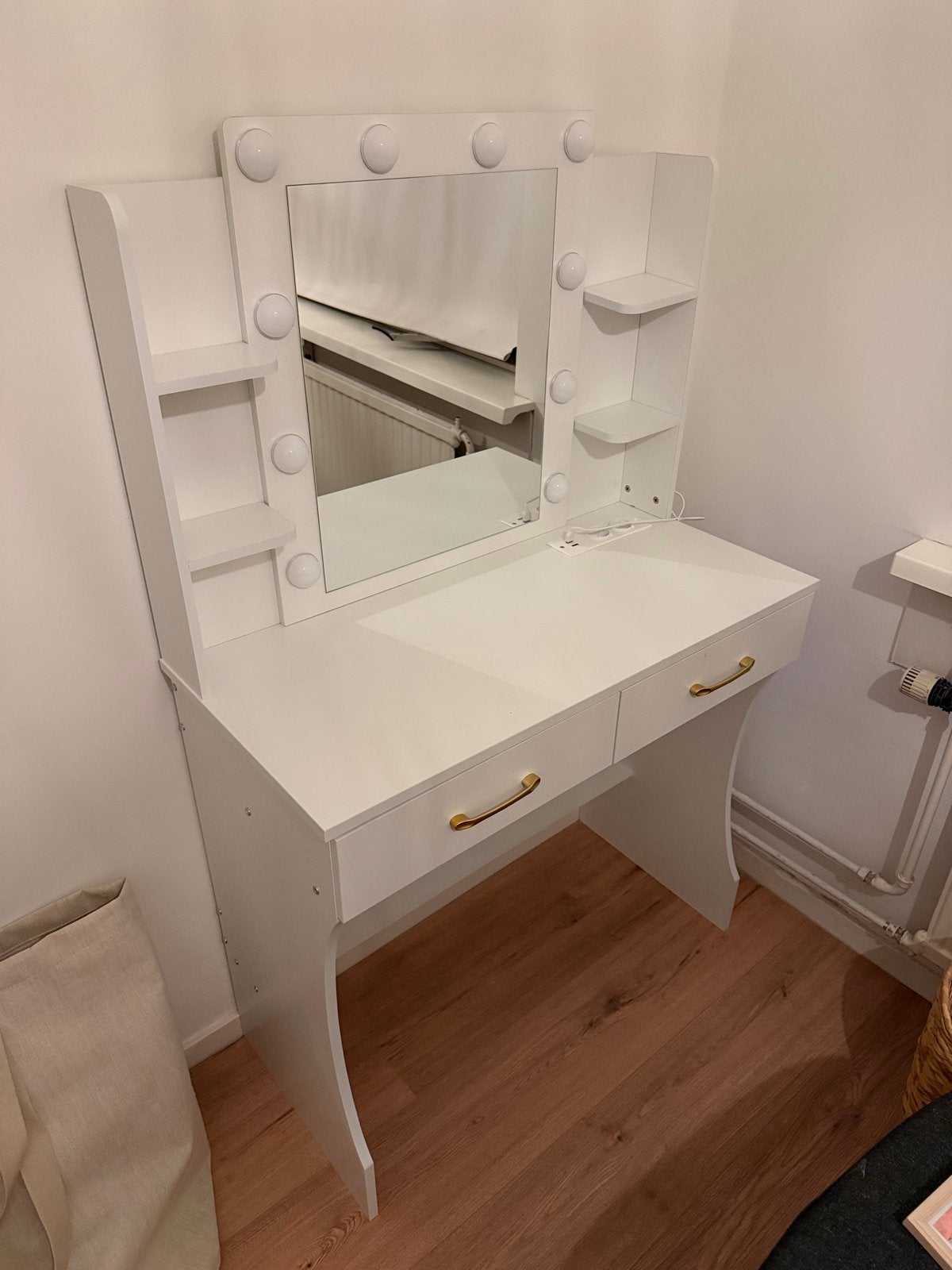 Witte Make-up Tafel met Verlichting en Lades, Ophalen, 100 tot 150 cm, 50 tot 100 cm, Zo goed als nieuw