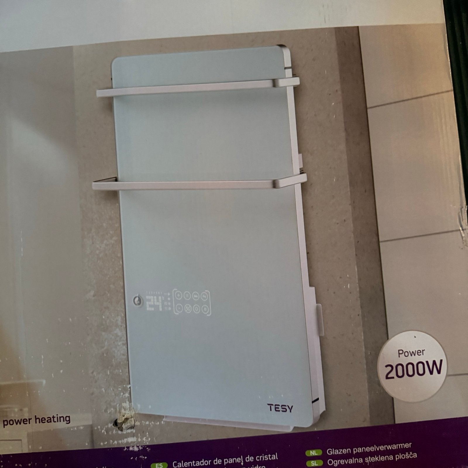 TESY GH 200 W Glazen Paneelverwarmer 2000W, Ophalen, 60 tot 150 cm, 80 cm of meer, 800 watt of meer