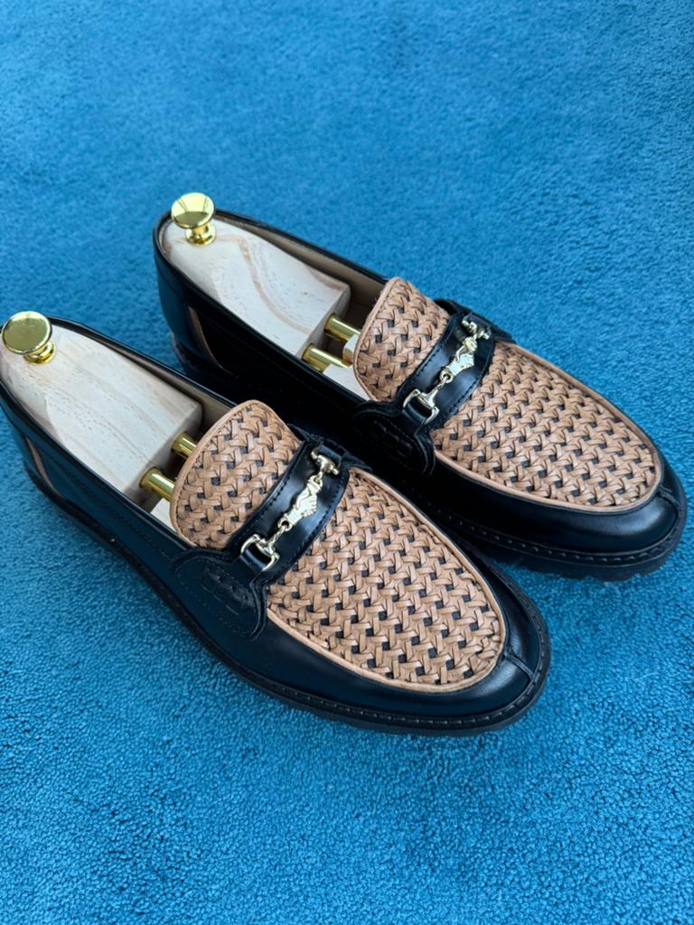NIEUW Filling Pieces Instapers met vlecht EU44 zwart/bruin, Kleding | Heren, Schoenen, Loafers, Verzenden, Zwart, Nieuw