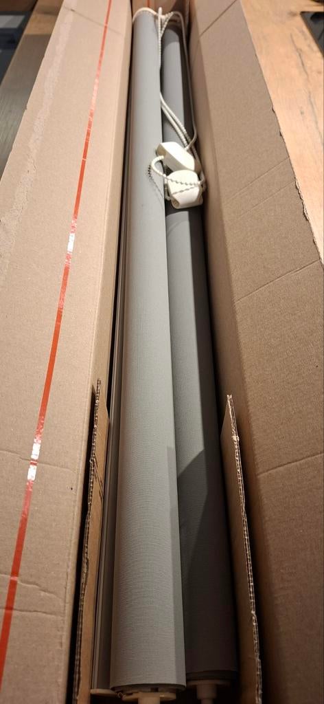 Rolgordijn 2 stuks Leigrijs breed 134cm, Ophalen, 200 cm of meer