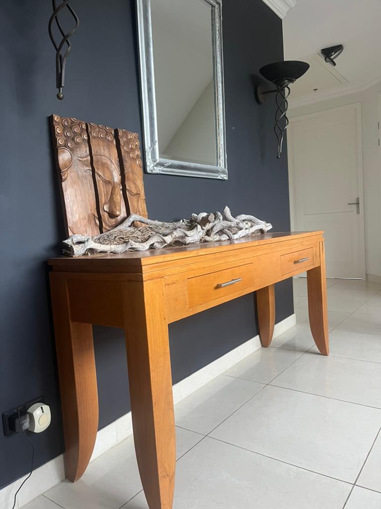 Stijlvolle houten sidetable met lades bhd 200 81 50, Huis en Inrichting, Tafels | Sidetables, Ophalen, Gebruikt, 150 tot 200 cm
