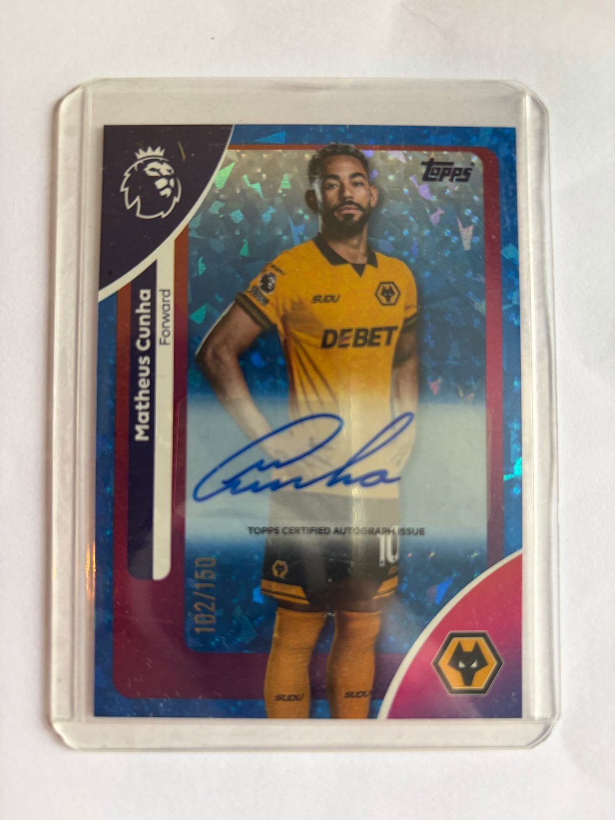 Matheus Cunha gesigneerde kaart Topps Premier League, Verzenden, Zo goed als nieuw, Buitenlandse clubs, Spelerskaart