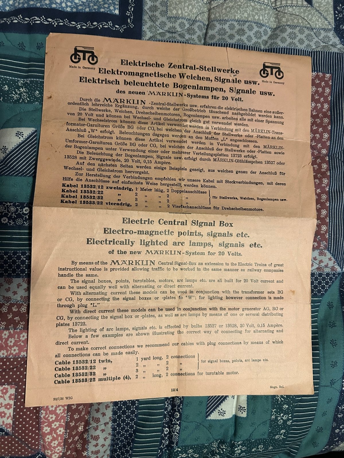 135 Märklin Handleiding Elektrische Wissels en Seinen, Ophalen of Verzenden, Gebruikt, Boek, Tijdschrift of Catalogus, Märklin