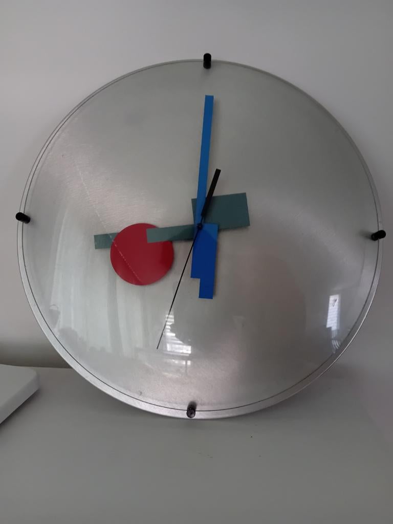 Vintage jaren 80 Memphis stijl wandklok, Antiek en Kunst, Antiek | Klokken, Ophalen of Verzenden
