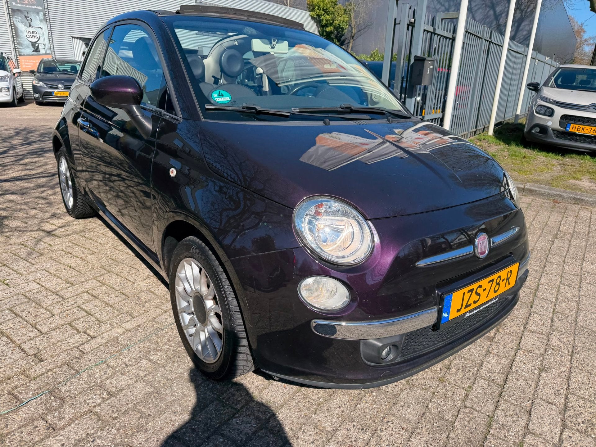 Fiat 500 C 1.2 Lounge automaat cabriolet, 1e eigenaar 89.000, Auto's, Fiat, Stof, Gebruikt, Bedrijf, Parkeersensor