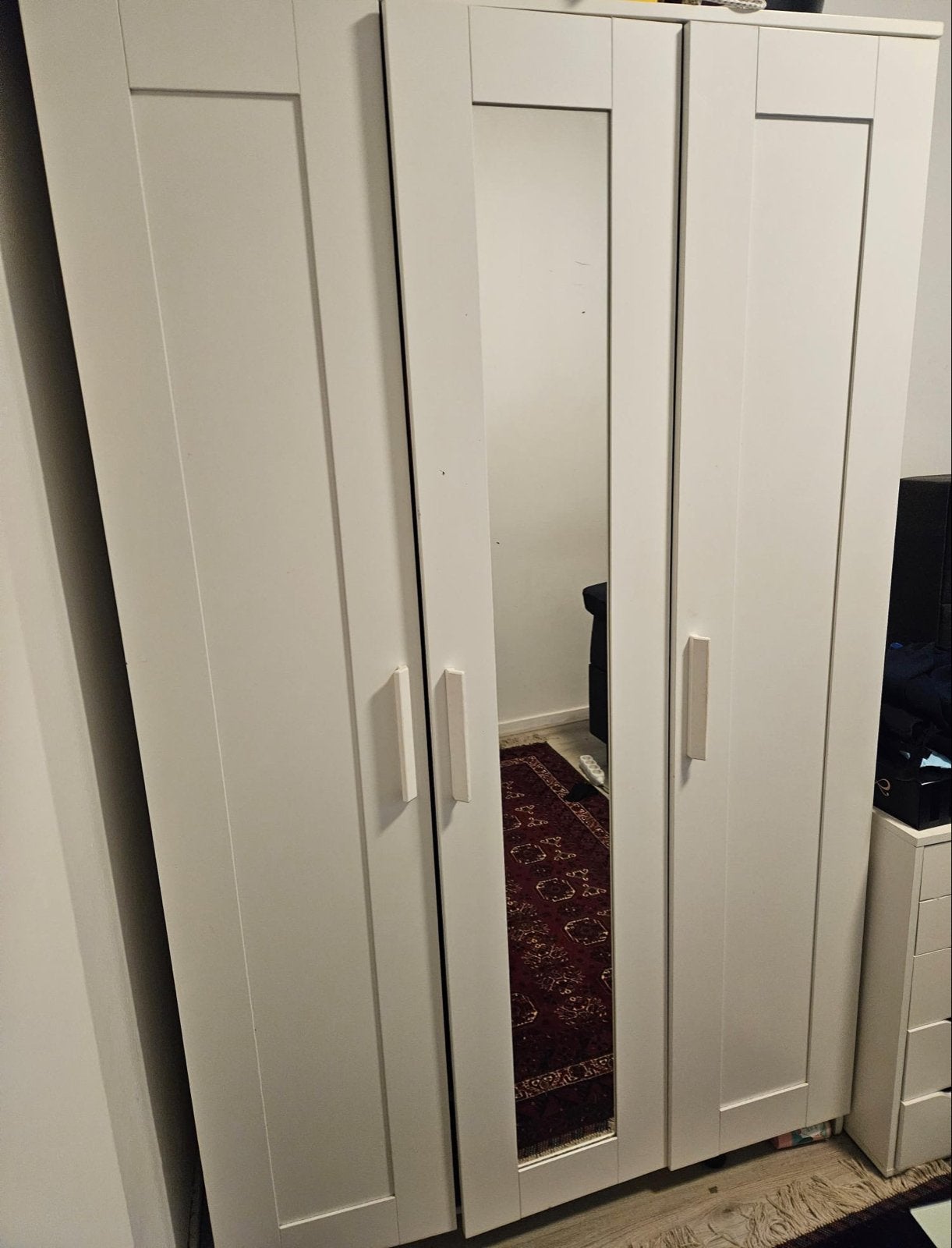 IKEA BRIMNES Kledingkast met 3 deuren, wit, 117x50x190 cm, Ophalen, Gebruikt, 100 tot 150 cm, 150 tot 200 cm
