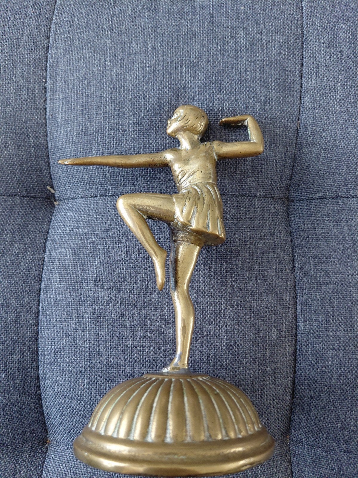 Art Deco Beeldje Danseres / Ballerina – Massief Messing, Ophalen of Verzenden