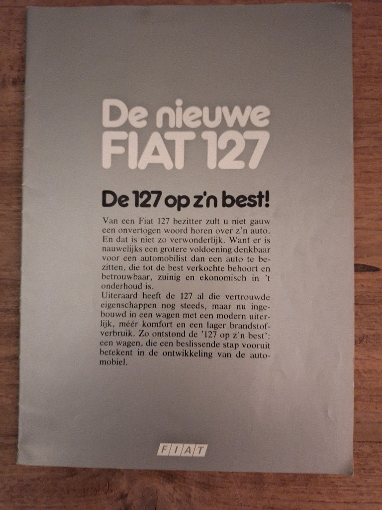 Fiat 127 brochure uit eind 60/70 jaar, Ophalen of Verzenden, Gelezen, Overige merken