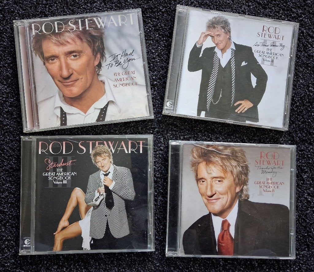 Rod Stewart - The American Songbook 1 t/m 4 (2002 t/m 2005)., Inclusief boekje, Gebruikt, Pop, Ophalen of Verzenden