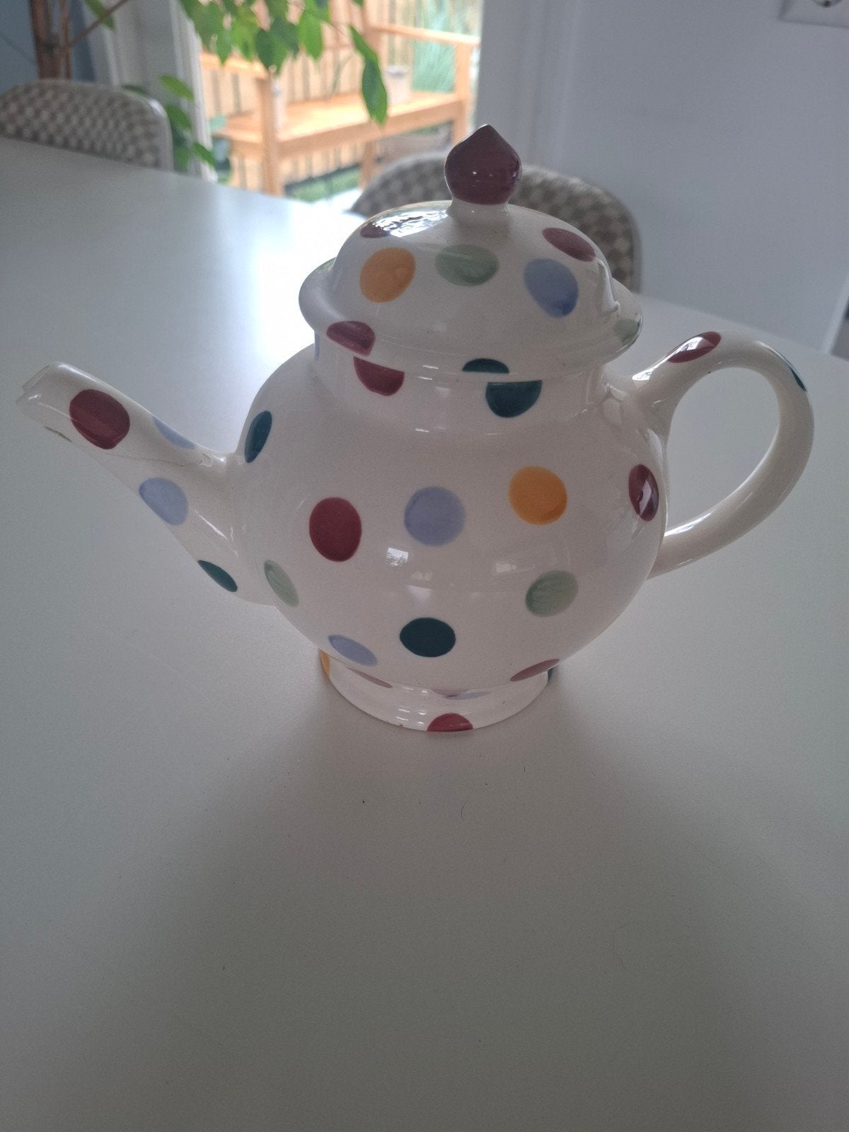 Emma Bridgewater theepot met stippen - tuit beschadigd, Gebruikt, Ophalen of Verzenden, Emma Bridgewater, Theepot