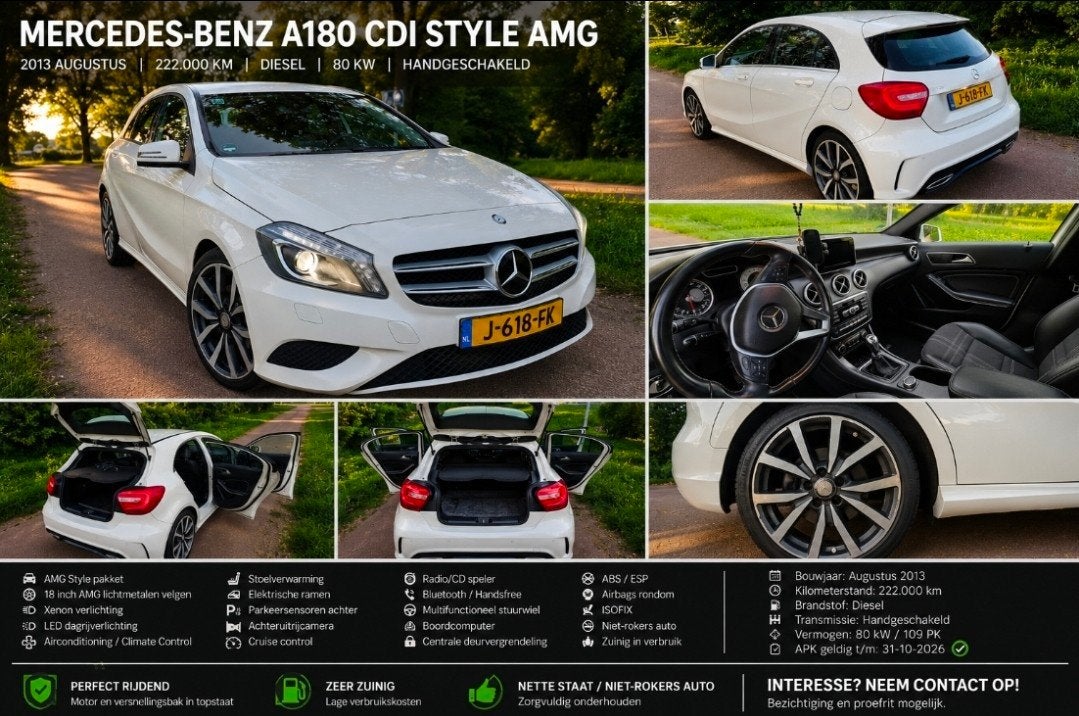 Mercedes-Benz A-Klasse A180cdi 1.5 Blue Efficiency 2013 Wit, Auto's, Mercedes-Benz, Voorwielaandrijving, 1295 kg, 4 cilinders