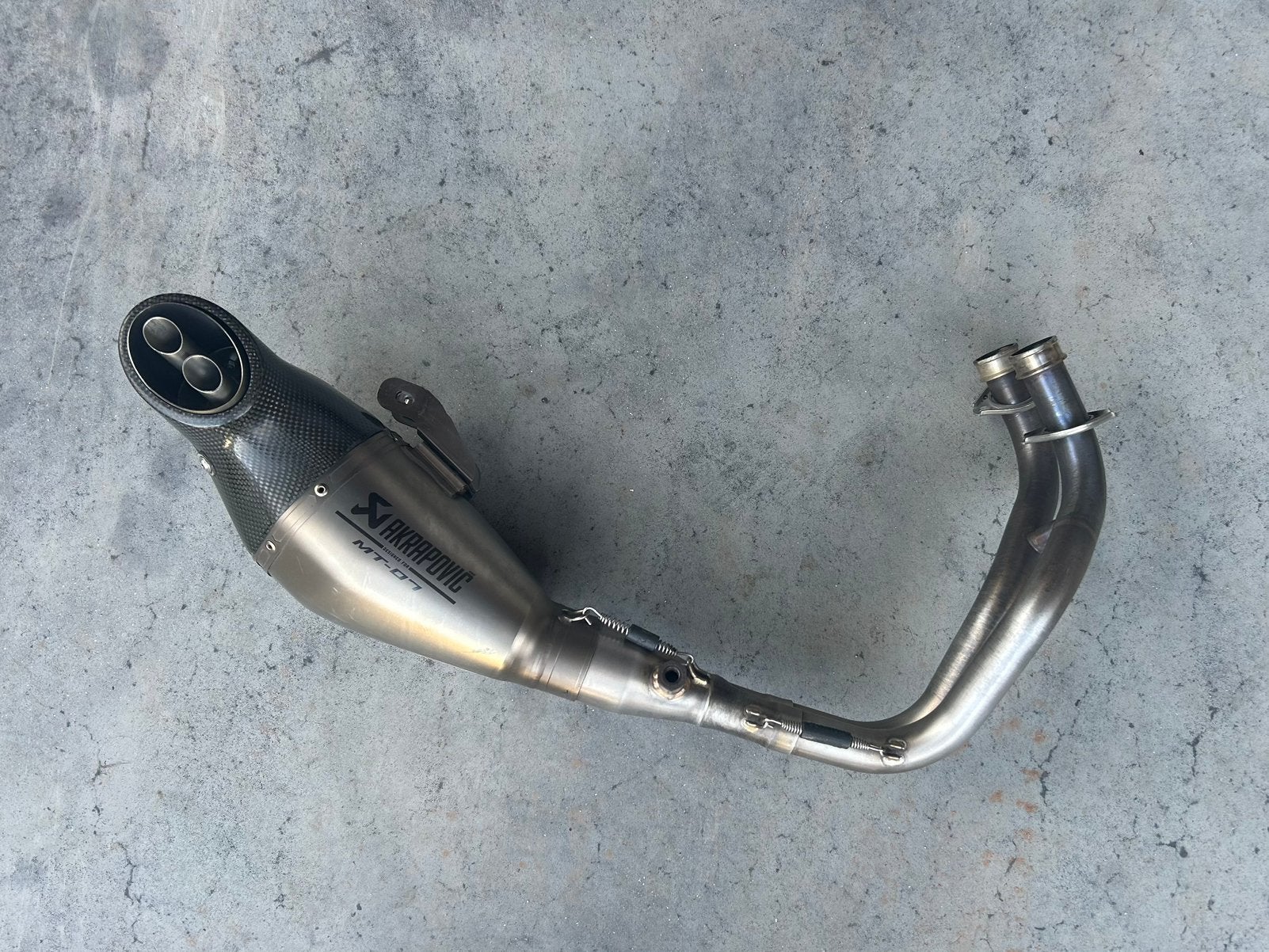 Yamaha MT-07 Akrapovic Titanium uitlaat, Ophalen, Gebruikt