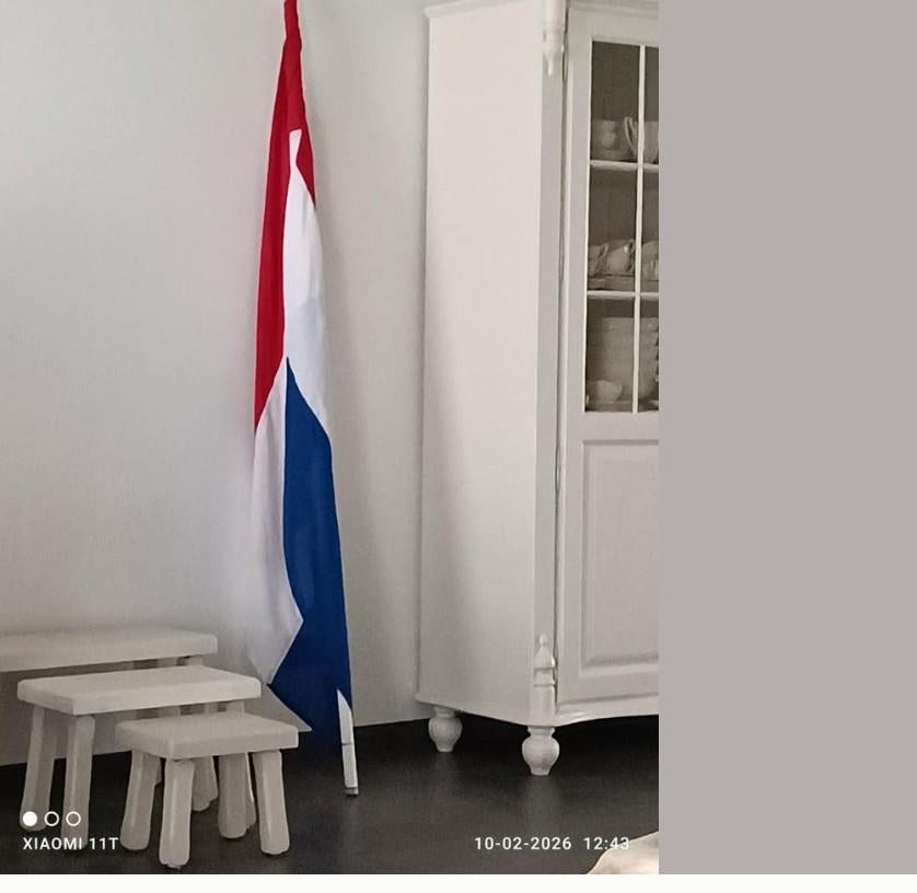 Vlag ,vlaggenstok,, muurbeugel, wimpel, oranje knop, Ophalen, Zo goed als nieuw