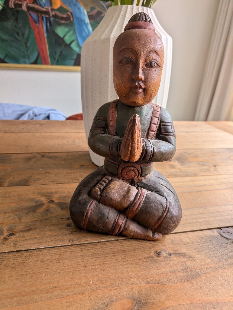 Buddha beeld, Ophalen, Zo goed als nieuw, Hout