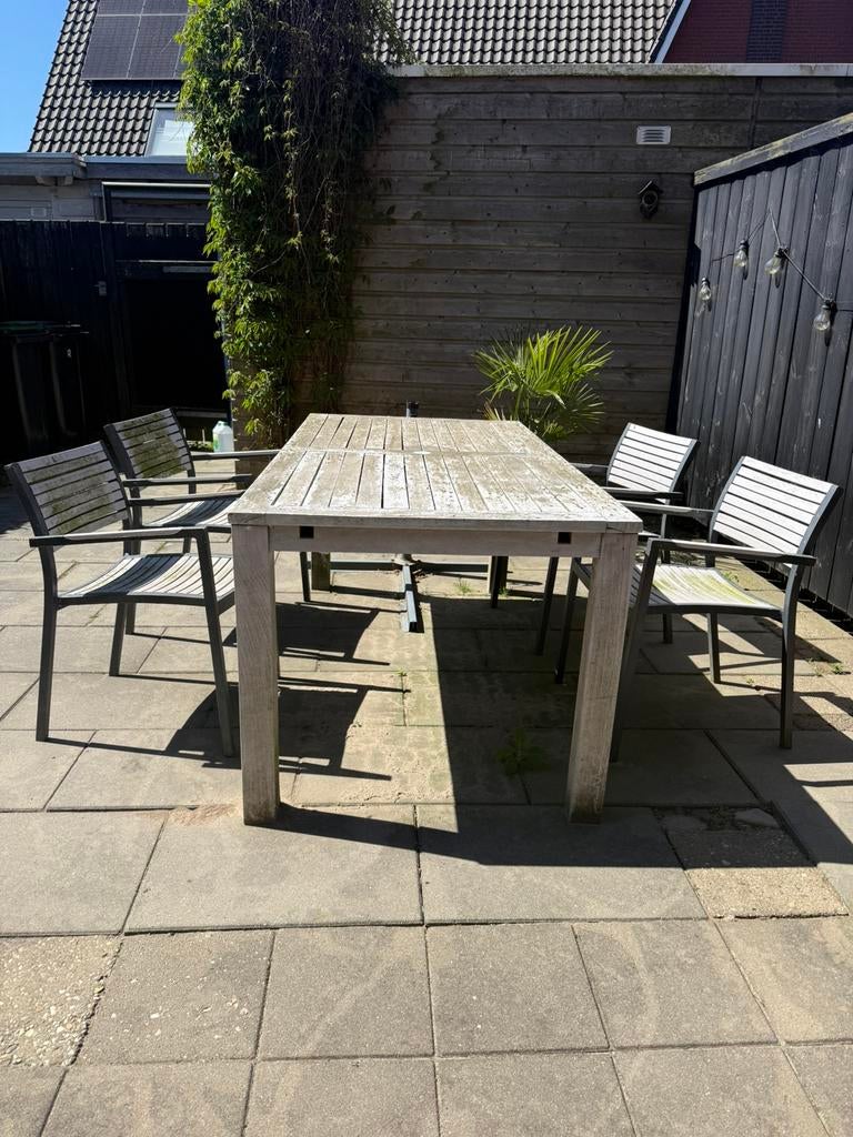 Tuinset! Tafel stoelen goede staat alleen kleine opknapbeurt, Tuin en Terras, Ophalen, 4 zitplaatsen, Zo goed als nieuw, Tuinset
