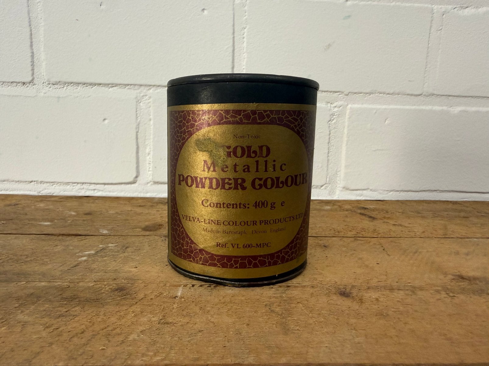 Goud metallic poeder oud reclame blik sxhilder lak verf, Ophalen of Verzenden, Zo goed als nieuw, Reclamebord