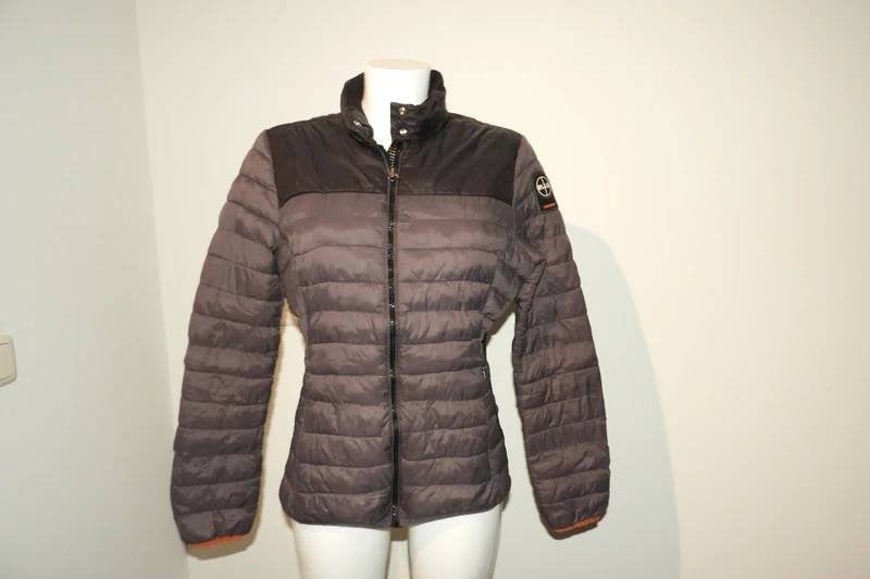 Parajumpers heerlijke dons jas grijs zwart merk embleem 38, Maat 38/40 (M), Overige kleuren, Verzenden, Parajumpers