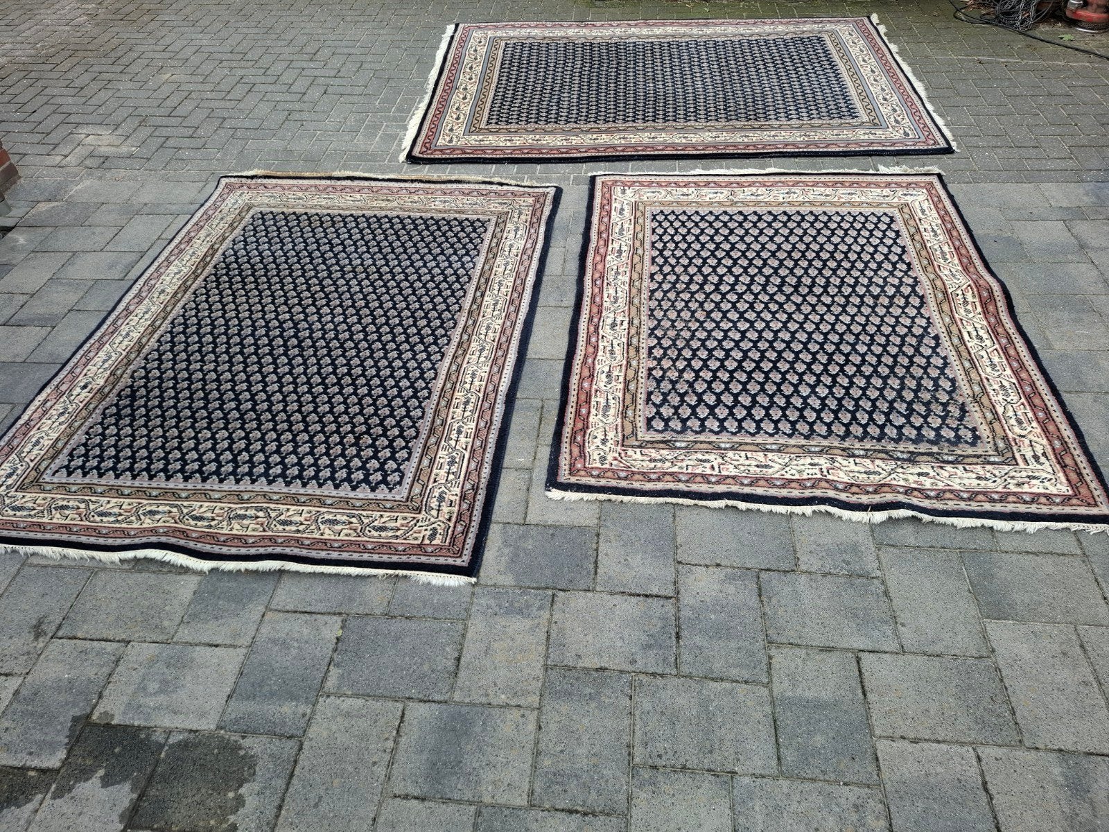 handgeknoopt Perzisch tapijt van het merk mir donkerblauw, Ophalen, 100 tot 150 cm, Perzisch, Klassiek, Oosters, Zo goed als nieuw