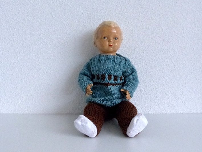 Vintage pop jongen keramieken hoofd armen en benen, Ophalen of Verzenden, Gebruikt, Pop