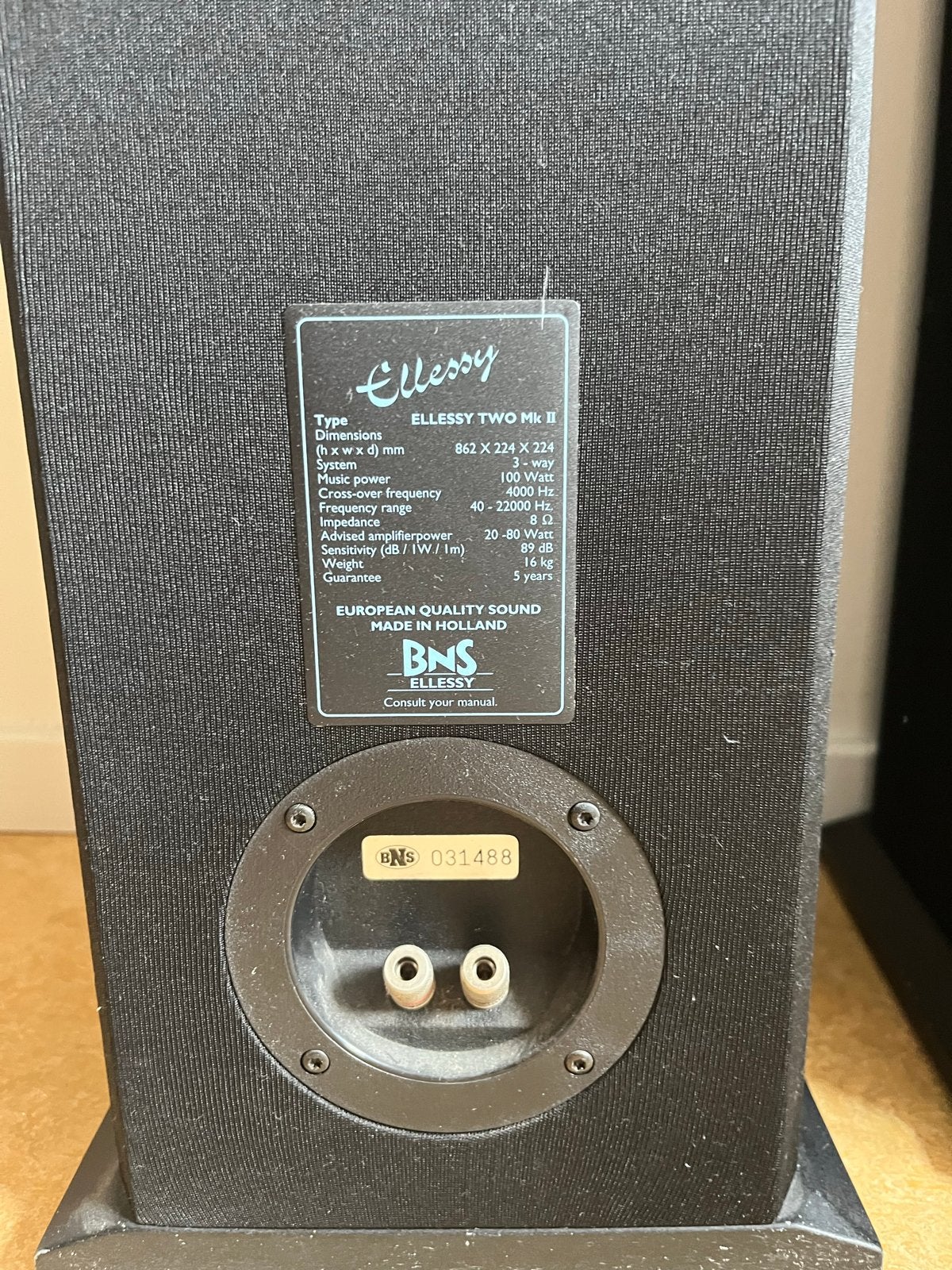 BNS Ellessy Two Mk II Vloerstaande Luidsprekers (87 cm), Vloerstaande luidspreker, Gebruikt, 60 tot 120 watt, Ophalen