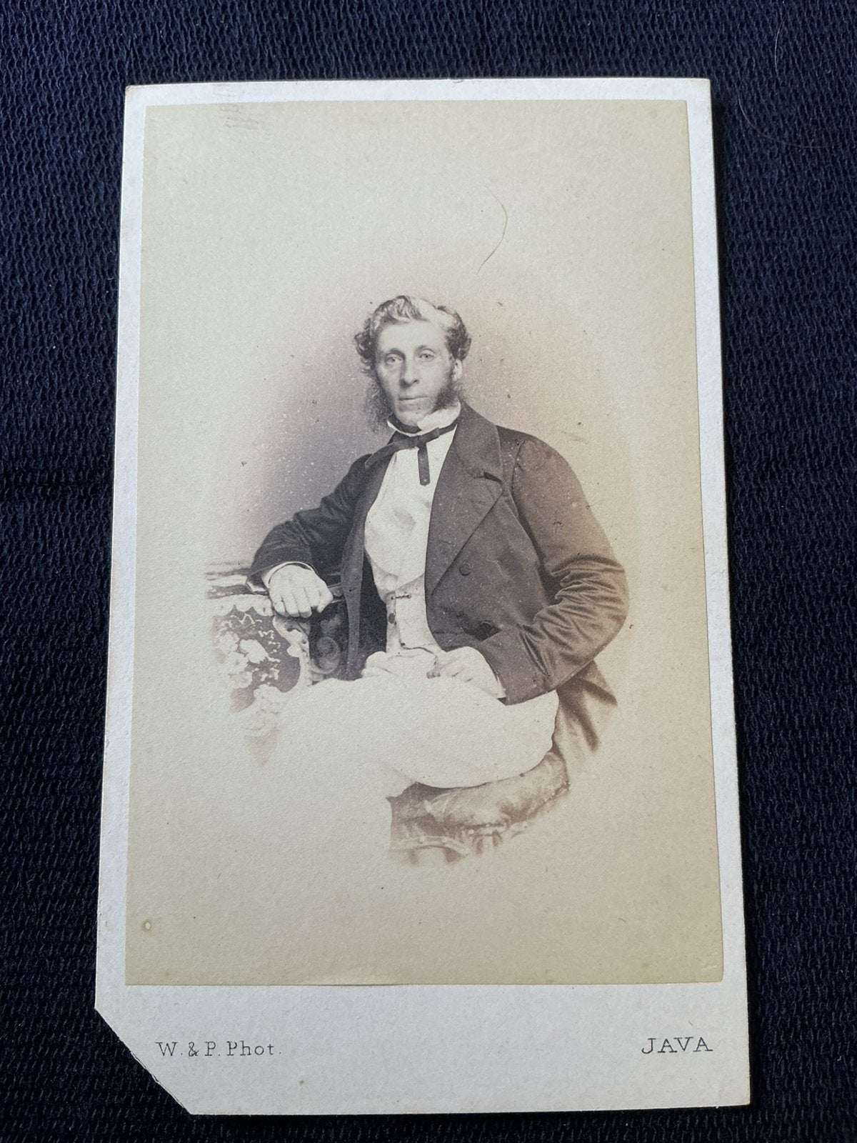 CDV, Man, WOODBURY & PAGE, JAVA, NEDERLANDS-INDIË, Verzamelen, Foto's en Prenten, Verzenden, Voor 1940, Gebruikt, Foto