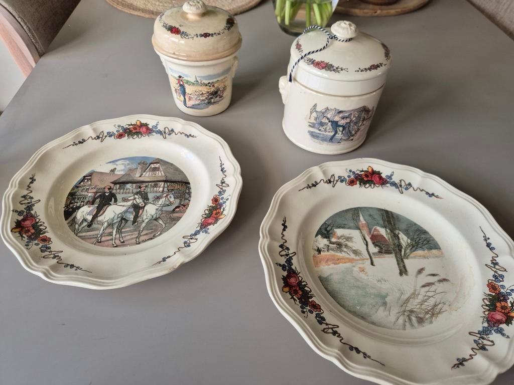 Vintage Sarreguemines Obernai Servies - 4 Stuks, Ophalen of Verzenden