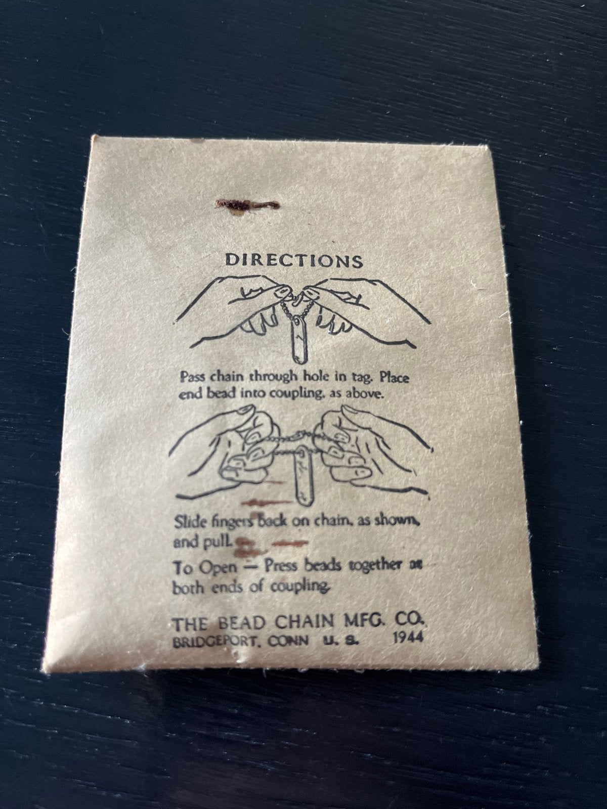 USA Airborne Dogtag ketting in origineel zakje,  1944, Ophalen of Verzenden, Landmacht, Amerika, Overige typen