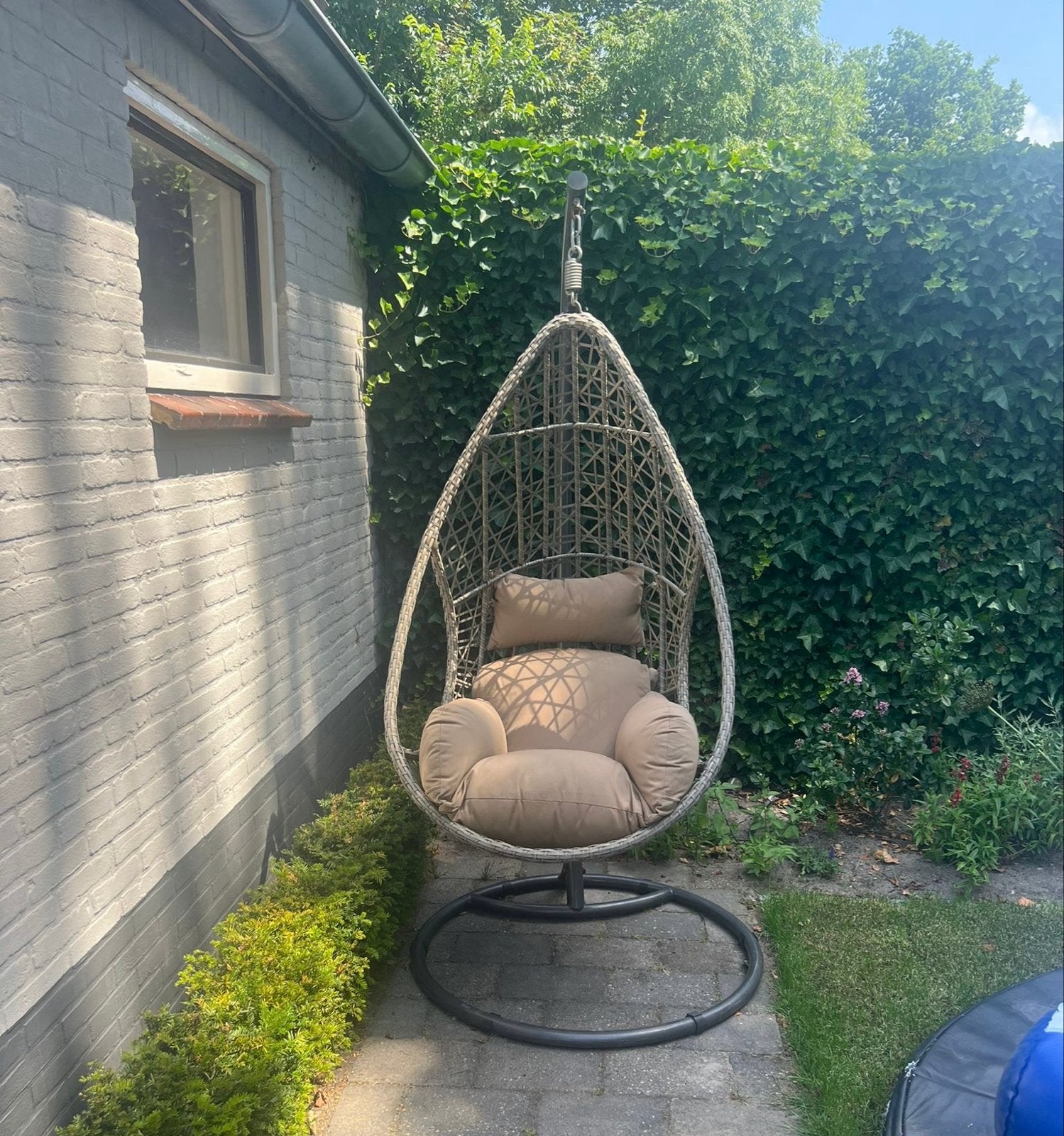 Comfortabele hangstoel/hang-ei/cocoon met kussens, Ophalen, Gebruikt, Wicker